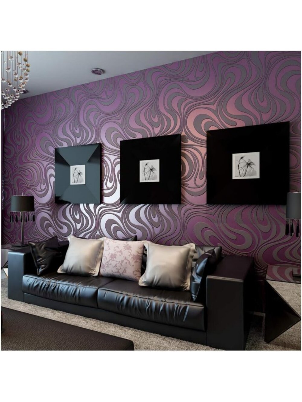 Modern Abstract 3D Striped Wallpaper Roll - Purple Curve Design for Home Decor